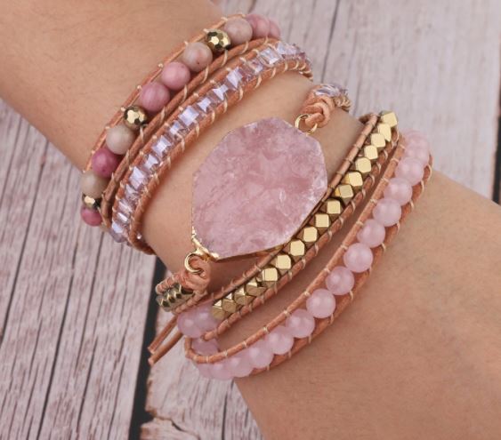 Blush Pink Pearl & Crystal Wrap Bracelet | Claire's